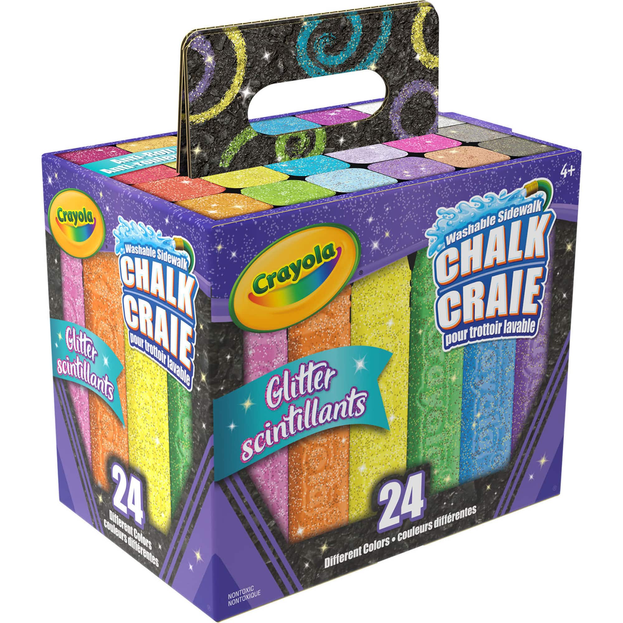 Crayola® Washable Glitter Sidewalk Chalk, 3 Packs of 24